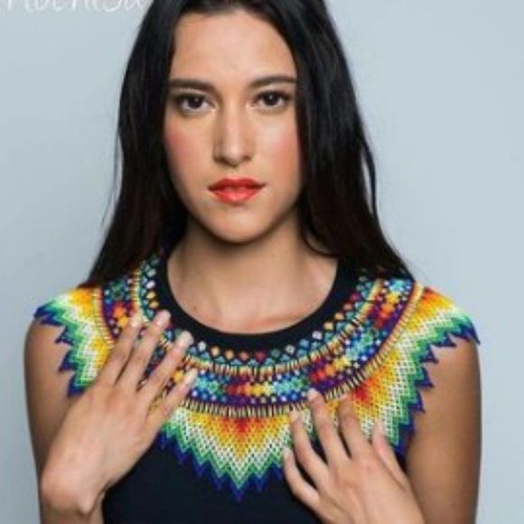 Handmade by Colombian Natives necklace embera okama beaded pastel lilac - Picture 8 of 11